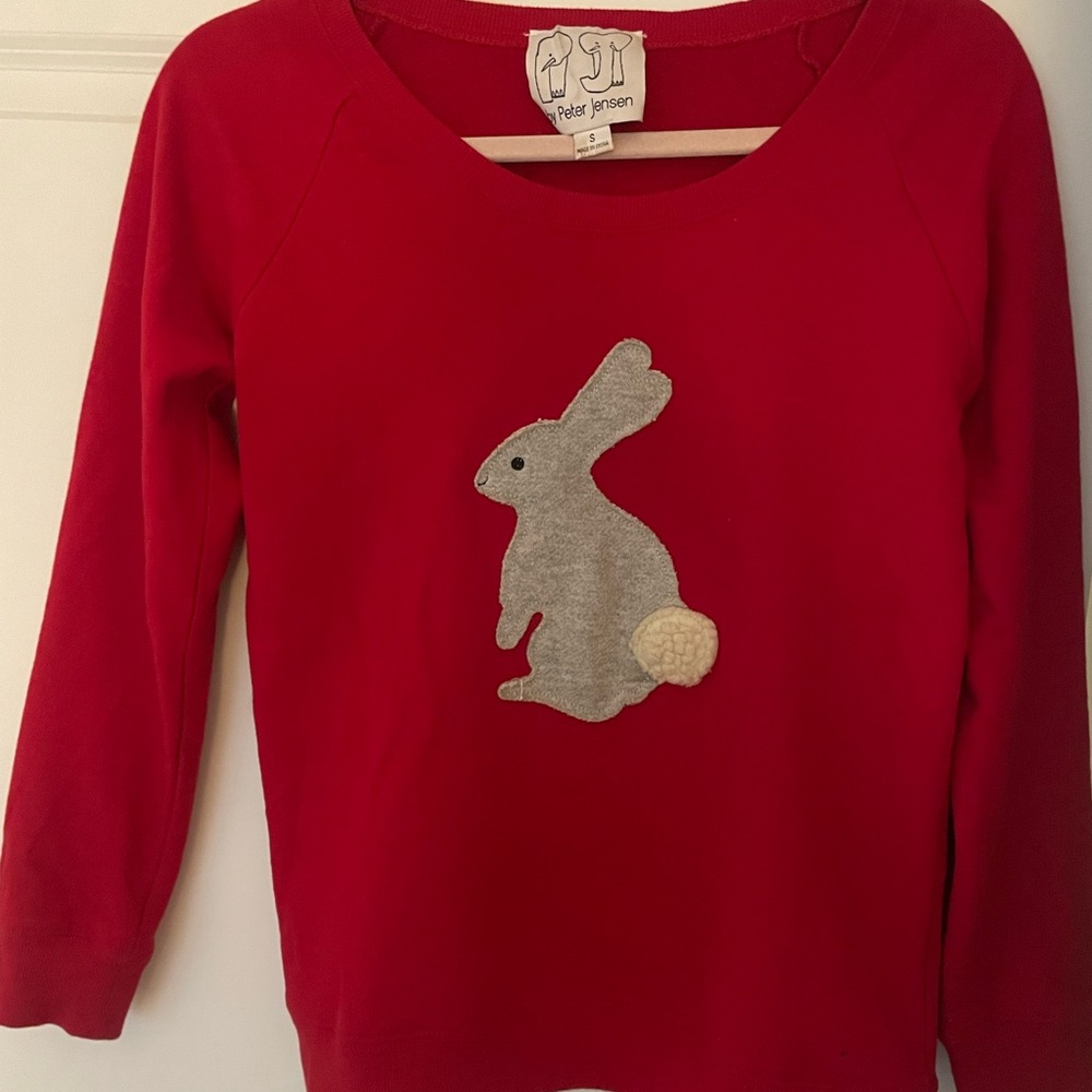 Size Small Peter Jensen Rabbit Appliqué Sweater